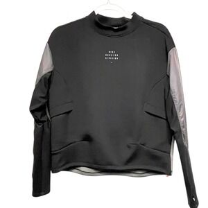 Nike Womens Dri Fit Running Division Crew neck DD5263 Black Small Vented